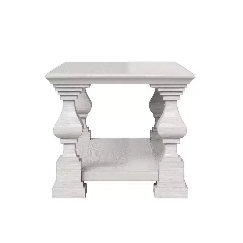 Table basse de ferme en bois massif avec étagère de rangement à deux niveaux