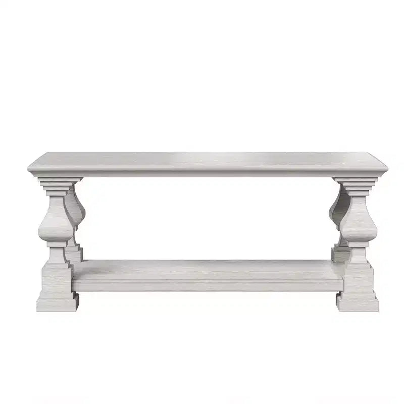 Table basse de ferme en bois massif avec étagère de rangement à deux niveaux