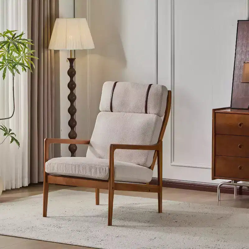 Fauteuil d'appoint moderne du milieu du siècle avec cadre en bois massif