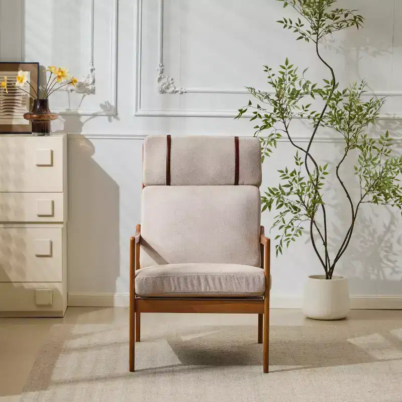 Fauteuil d'appoint moderne du milieu du siècle avec cadre en bois massif