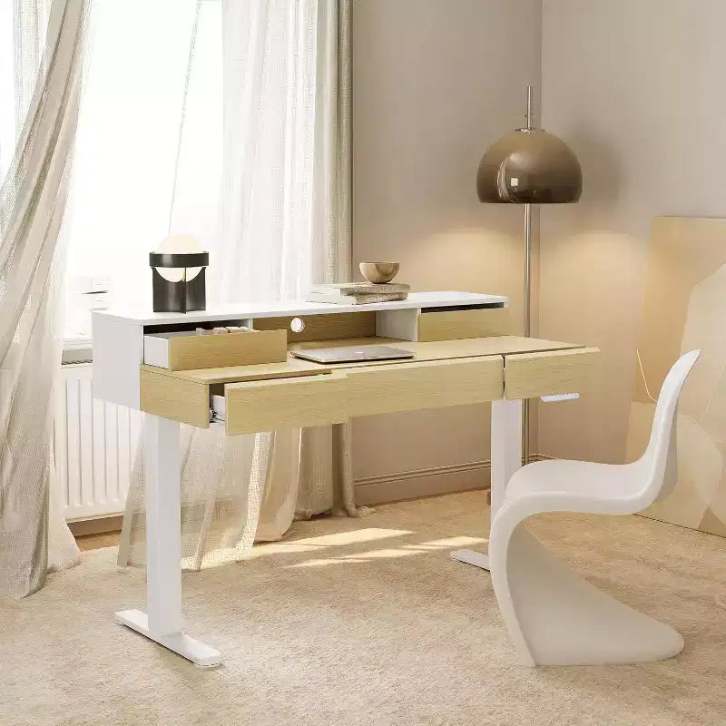Bureau debout avec tiroirs Bureau électrique réglable en hauteur Planche de bureau assis-debout