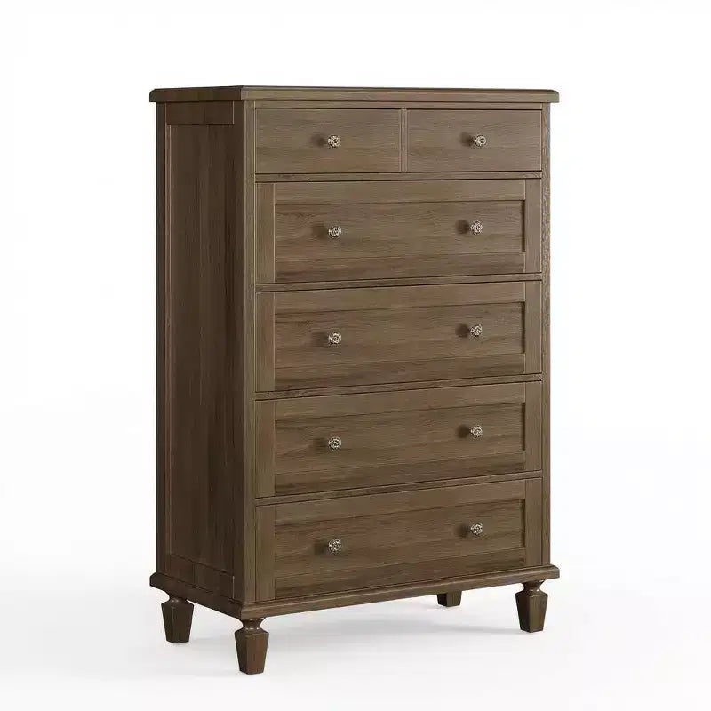 Commode Vintage à 6 Tiroirs avec Pieds Effilés, Grande Commode en Bois
