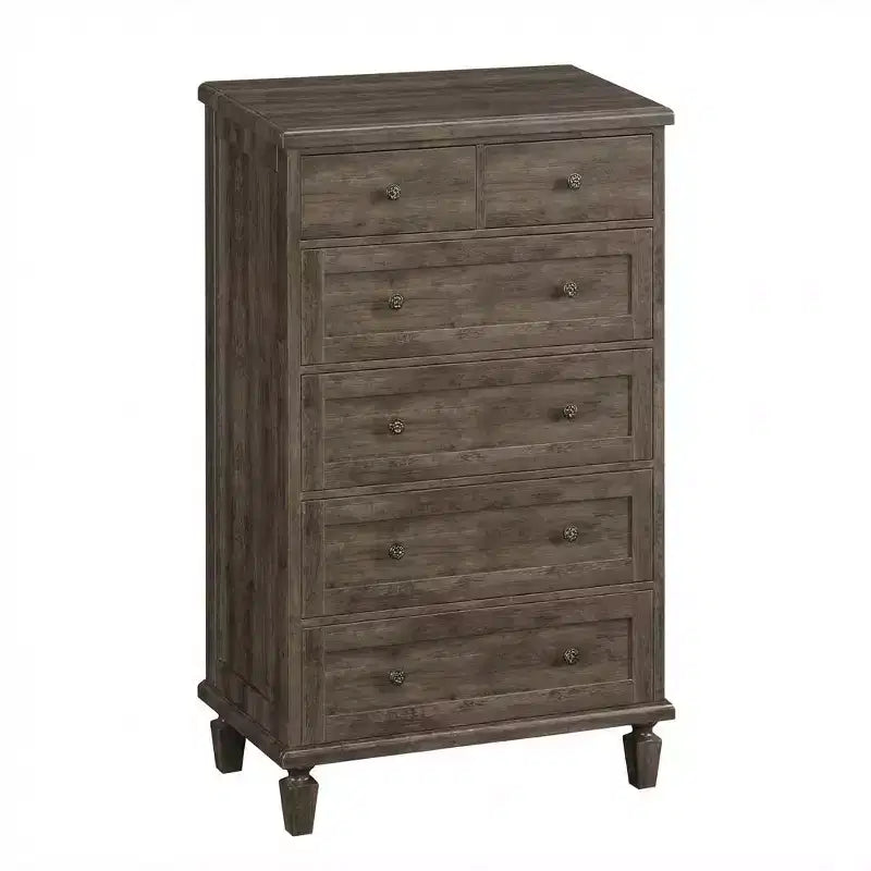 Commode Vintage à 6 Tiroirs avec Pieds Effilés, Grande Commode en Bois