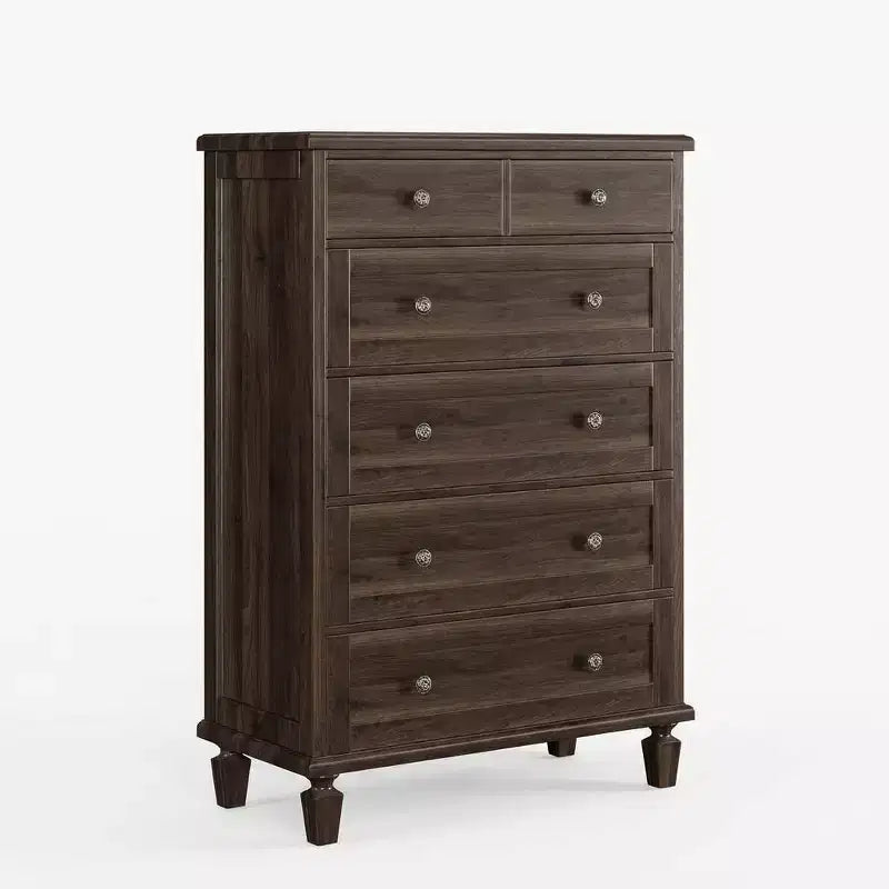 Commode Vintage à 6 Tiroirs avec Pieds Effilés, Grande Commode en Bois