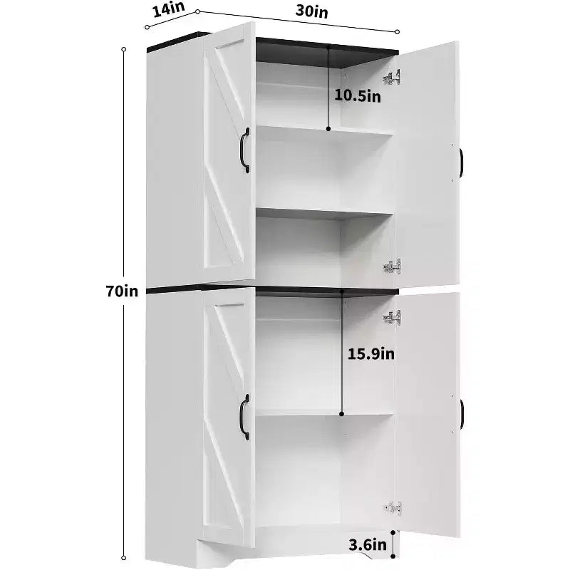 Armoire de cuisine style ferme avec 4 portes et 2 étagères réglables