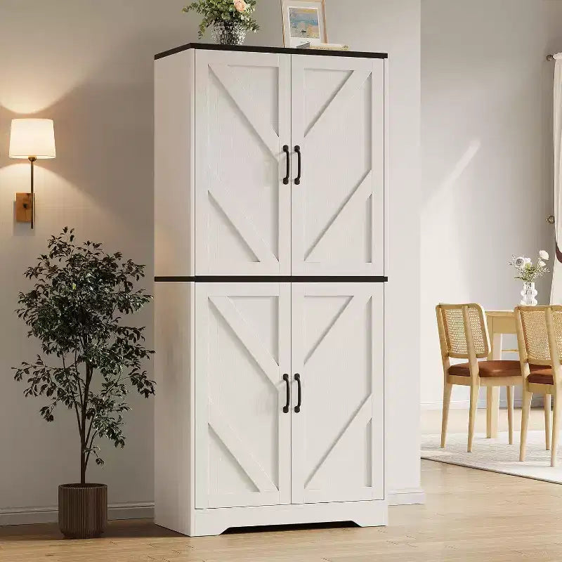 Armoire de cuisine style ferme avec 4 portes et 2 étagères réglables