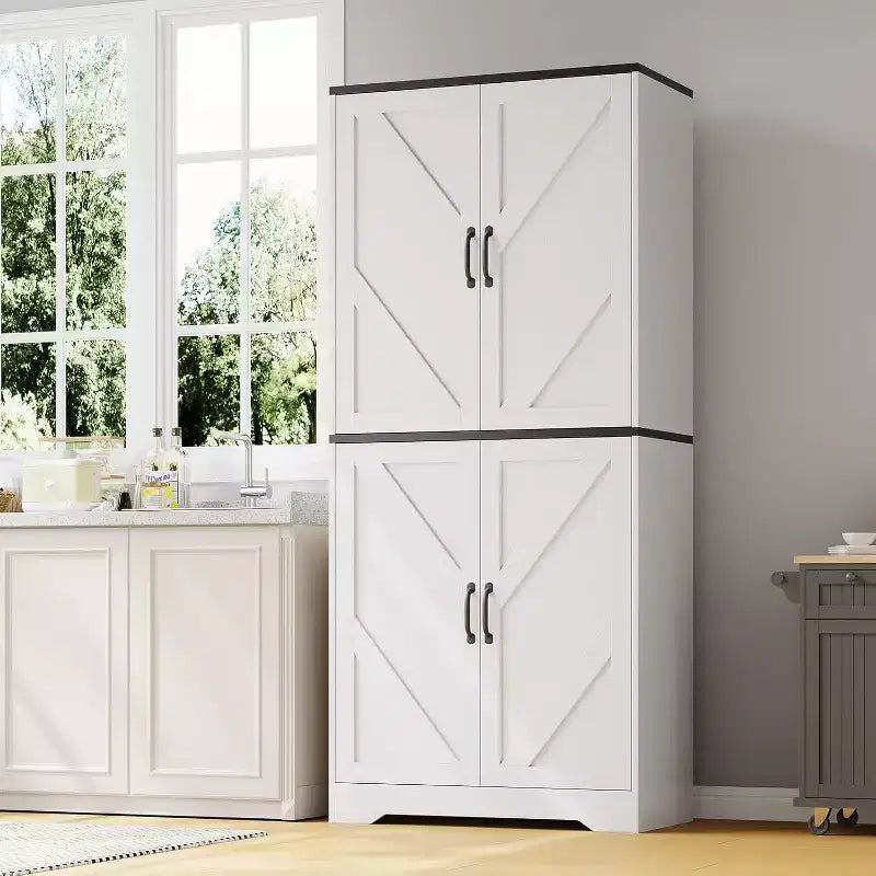 Armoire de cuisine style ferme avec 4 portes et 2 étagères réglables