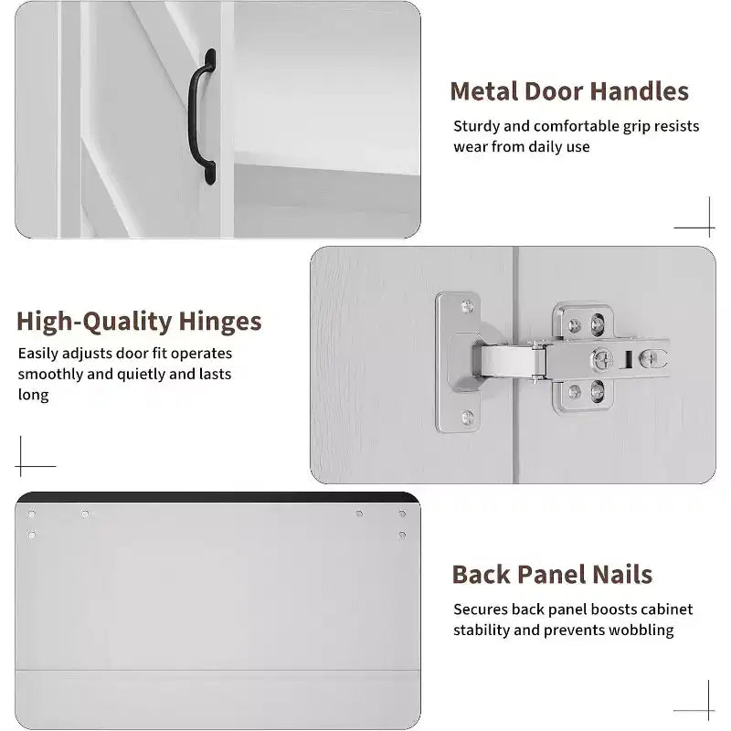 Armoire de cuisine style ferme avec 4 portes et 2 étagères réglables