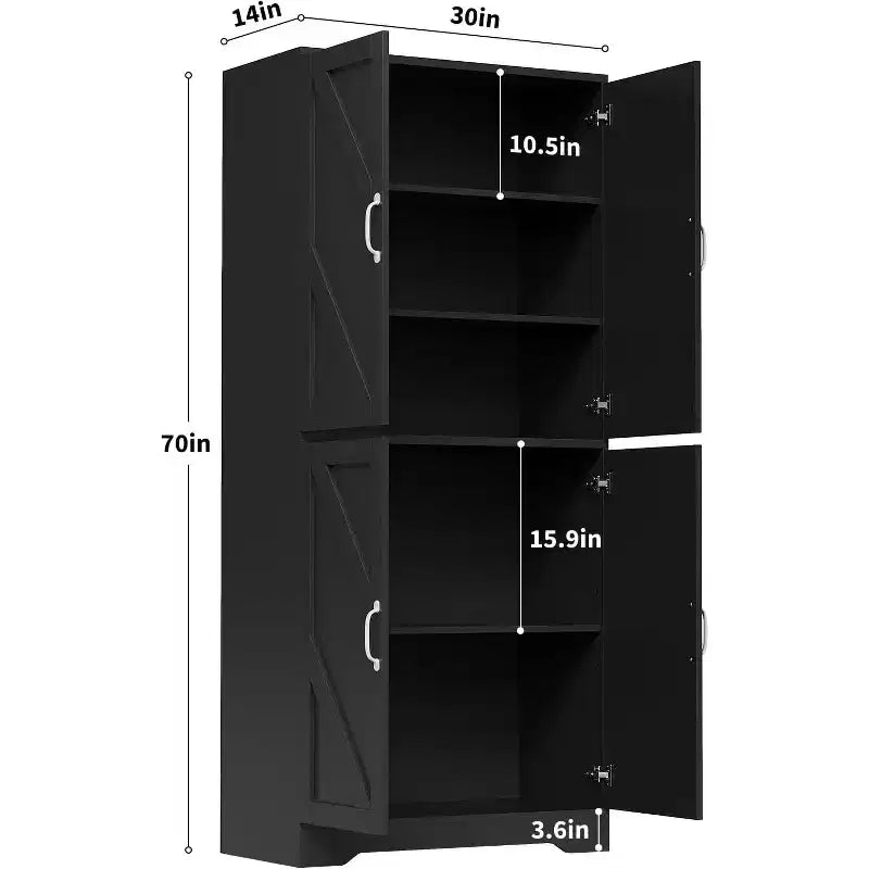 Armoire de cuisine style ferme avec 4 portes et 2 étagères réglables