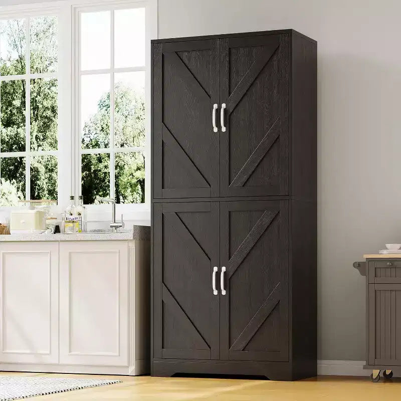 Armoire de cuisine style ferme avec 4 portes et 2 étagères réglables