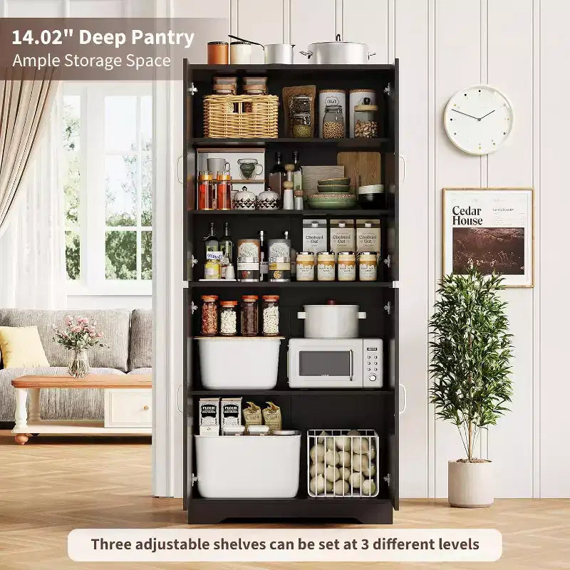 Armoire de cuisine style ferme avec 4 portes et 2 étagères réglables