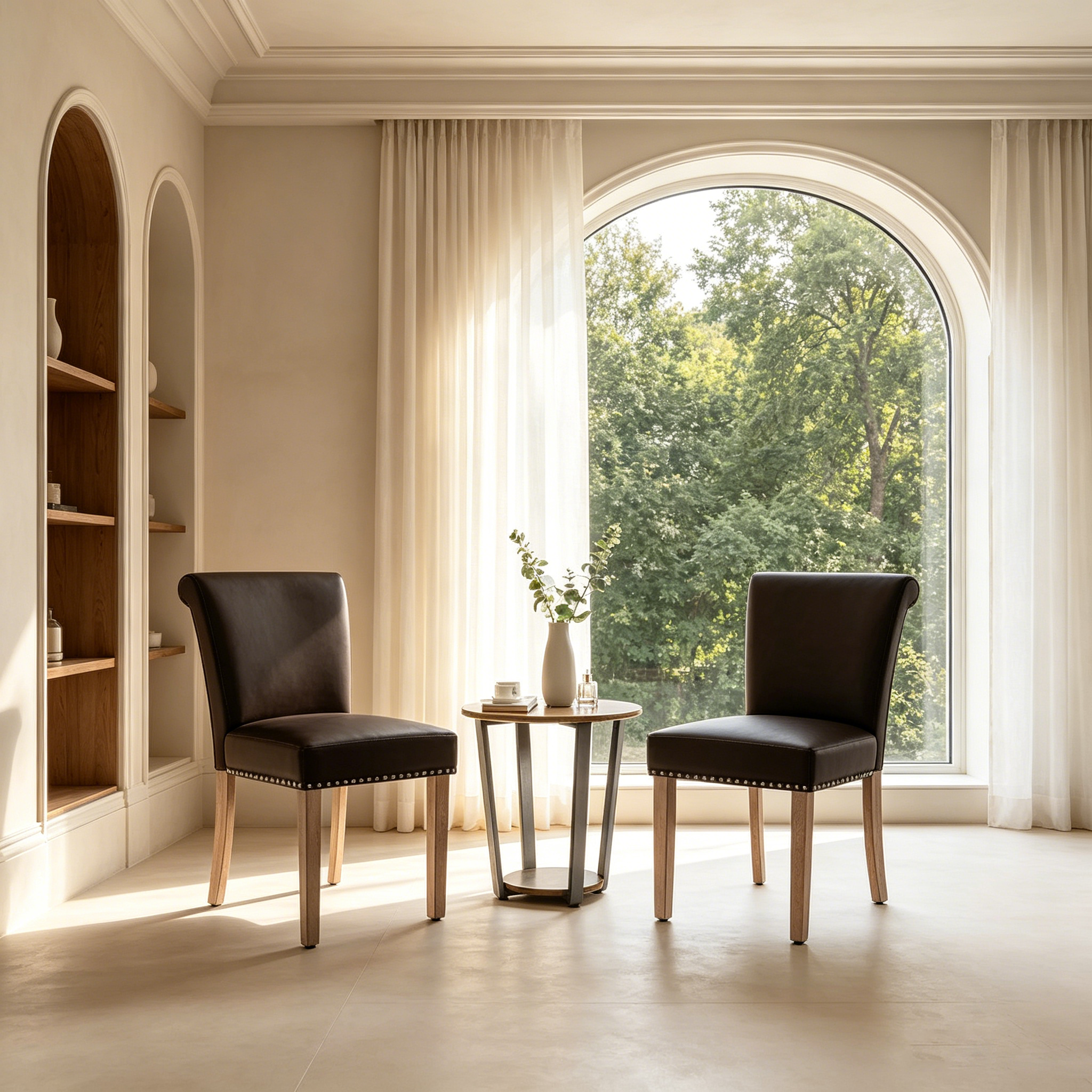 Chaise de salle à manger d'intérieur cloutée en cuir Anchor, chaises de maison modernes du milieu du siècle