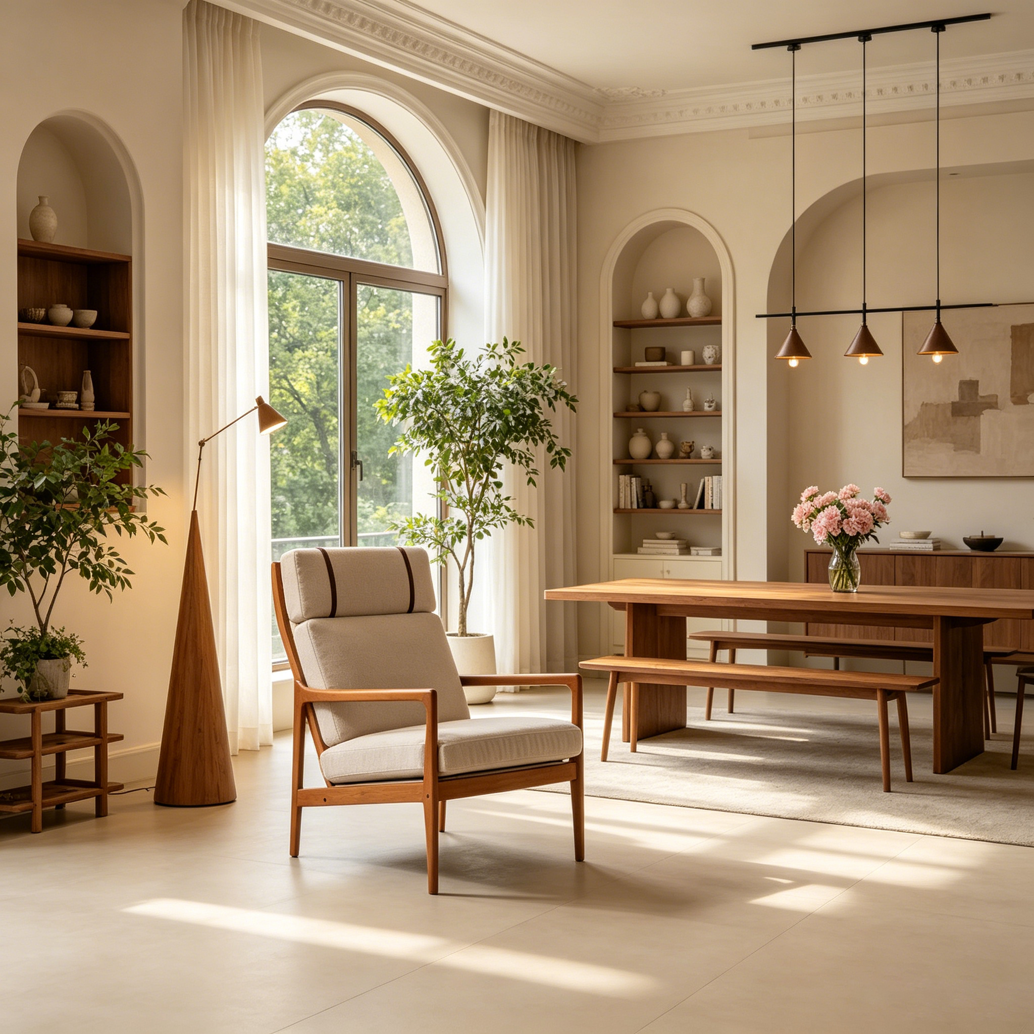 Fauteuil d'appoint moderne du milieu du siècle avec cadre en bois massif