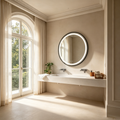 Miroir de courtoisie de salle de bain à LED élégant avec plaque arrière focalisée, cadre en alliage d'aluminium noir
